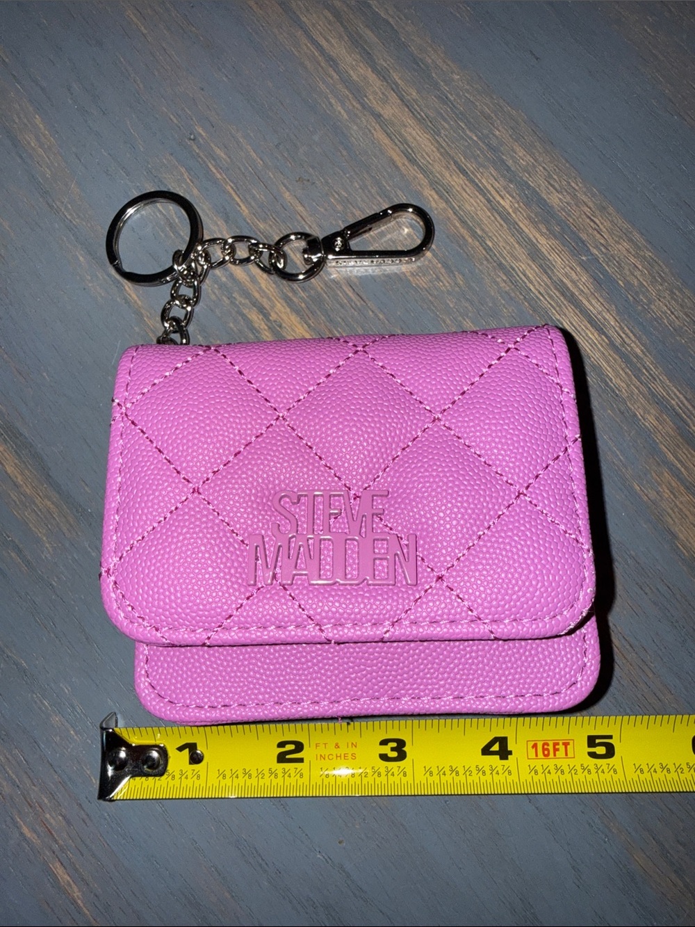 NWOT Steve Madden Pink Quilted Keychain Card Wallet